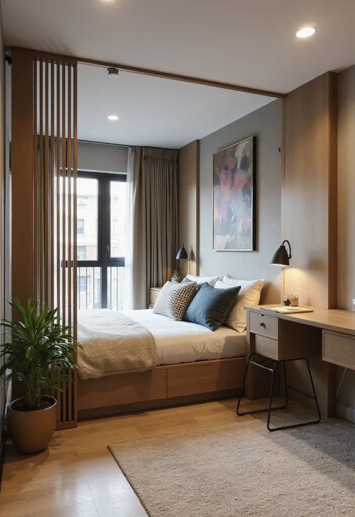 25 3 x 3 Bedroom Ideas That Maximize Small Spaces Beautifully - 19. Use a Room Divider for Privacy