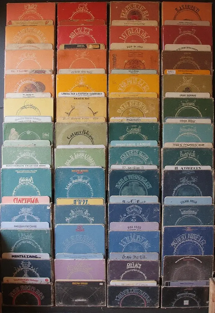 25 Album Cover Wall Decor Bedroom Ideas That Show Off Your Music Style - 11. Color Block Displays