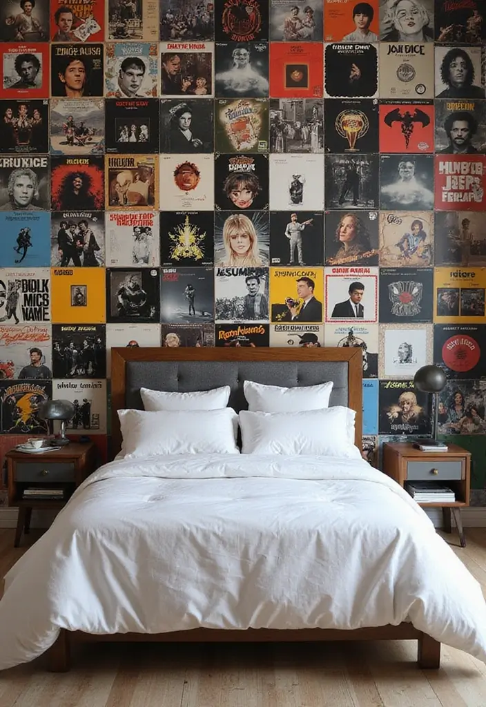 25 Album Cover Wall Decor Bedroom Ideas That Show Off Your Music Style - 13. Album Cover Wallpaper