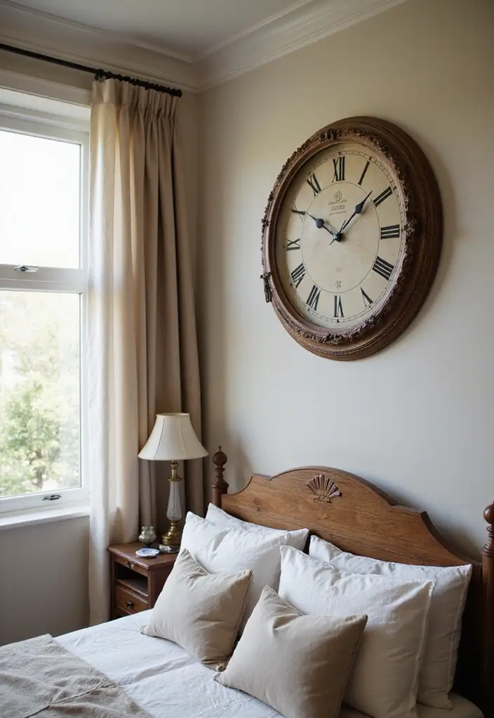 25 Anniversary Bedroom Decoration Ideas That Feel Romantic & Thoughtful - 18. Vintage-inspired Wall Clock