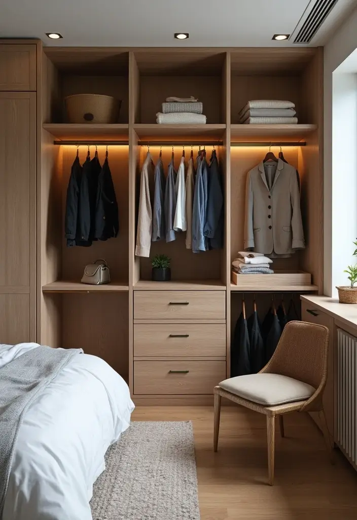 25 Bedroom Ideas Twin Bed That Look Cute & Functional - 16. Open Closet Solutions