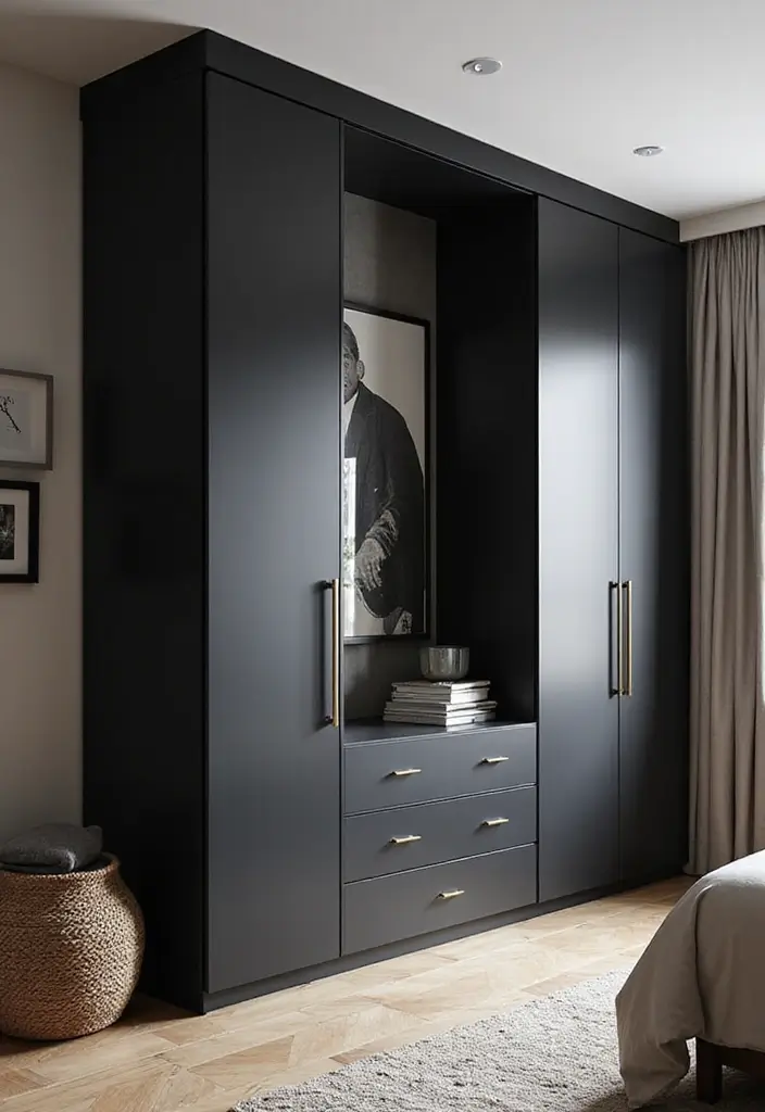 25 Bedroom Ideas with Black Furniture That Look Modern and Luxurious - 13. Smart Storage Solutions