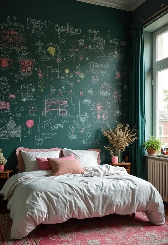 25 Bedroom Wall Painting Ideas Creativity Design That Inspire You - 11. Chalkboard Walls