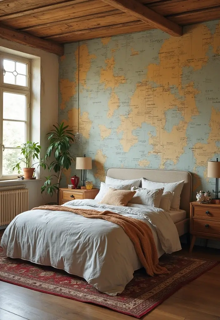 25 Bedroom Wall Painting Ideas Creativity Design That Inspire You - 19. Vintage Wallpaper Alternatives