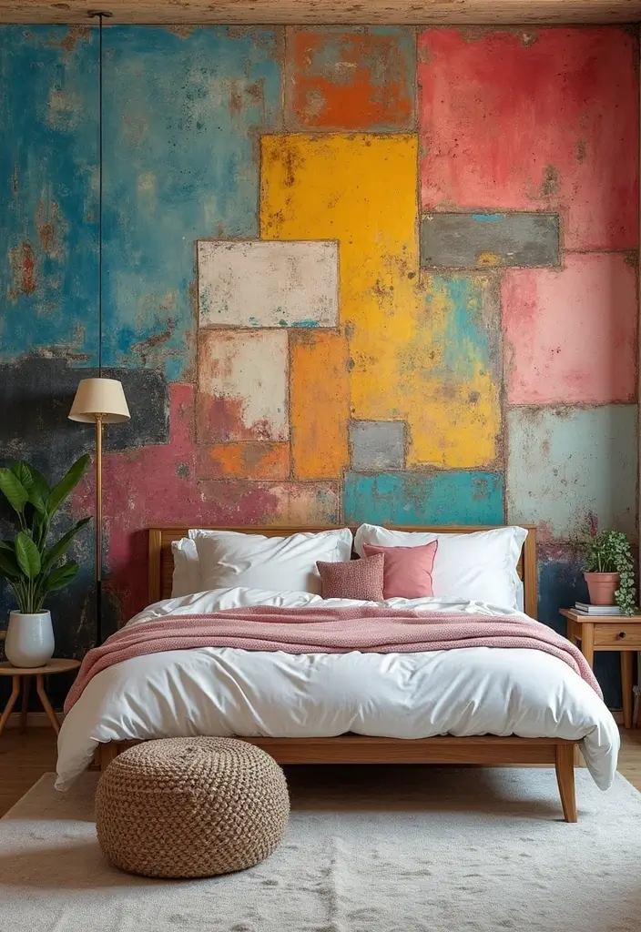 25 Bedroom Wall Painting Ideas Creativity Design That Inspire You - 24. Artistic Collages with Paint