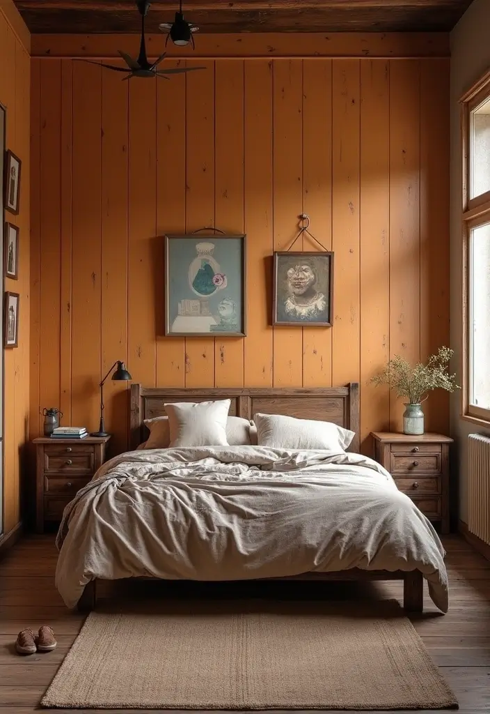 25 Bedroom Wall Painting Ideas Creativity Design That Inspire You - 7. Rustic Farmhouse Charm