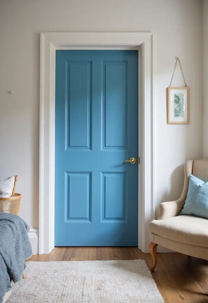 25 Blue Color Bedroom Ideas That Refresh Your Mood Instantly - 16. Bright Blue Doorway
