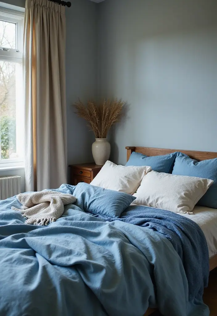 25 Blue Color Bedroom Ideas That Refresh Your Mood Instantly - 21. Blue Textiles and Fabrics