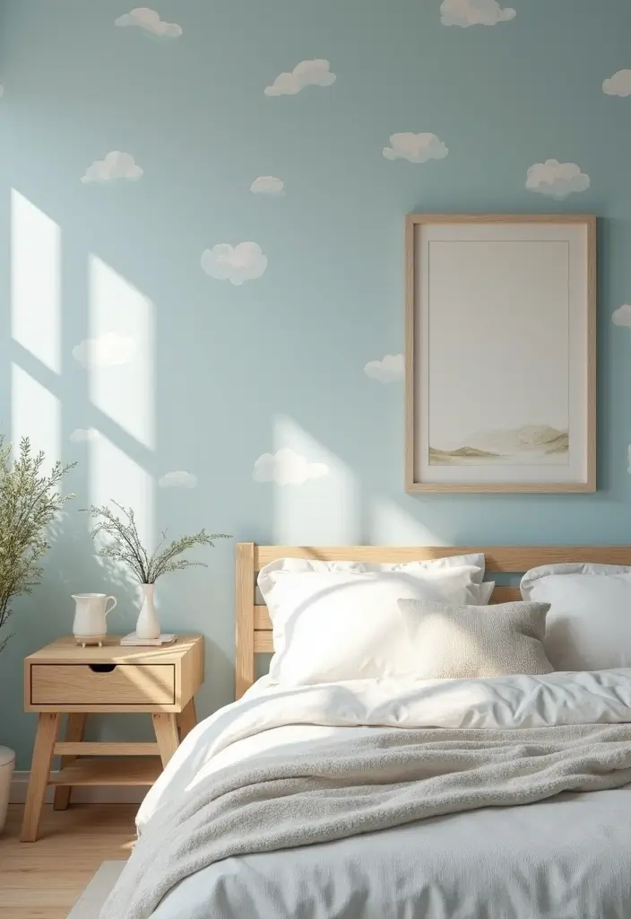 25 Blue Wallpaper Bedroom Ideas That Transform Blank Walls - 3. Subtle Sky Patterns