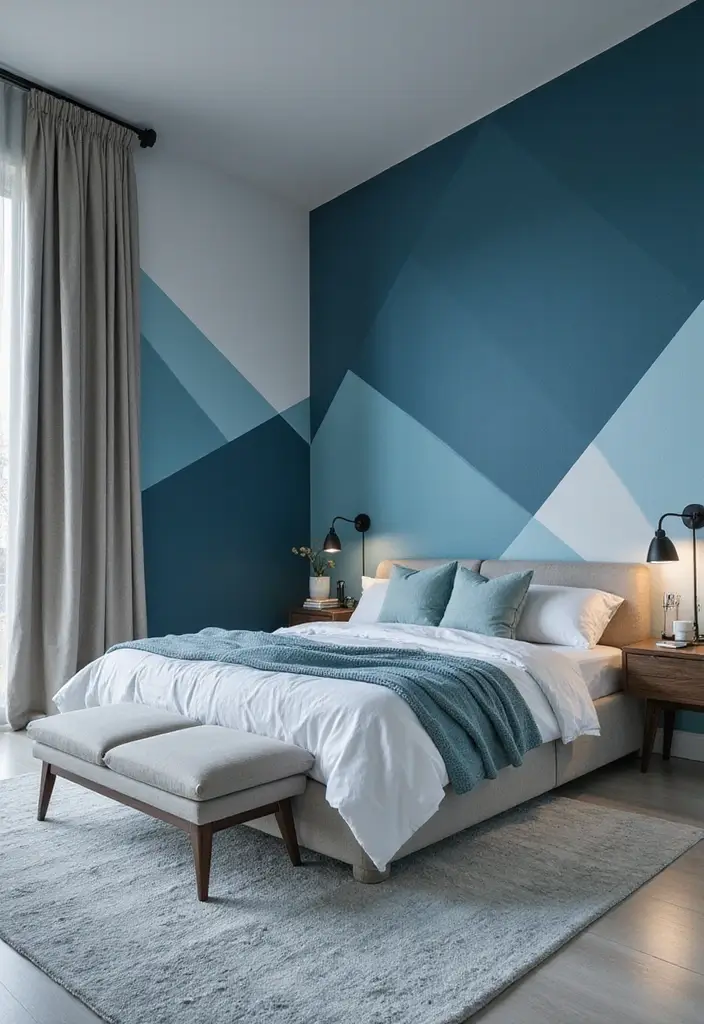 25 Blue Wallpaper Bedroom Ideas That Transform Blank Walls - 5. Geometric Patterns