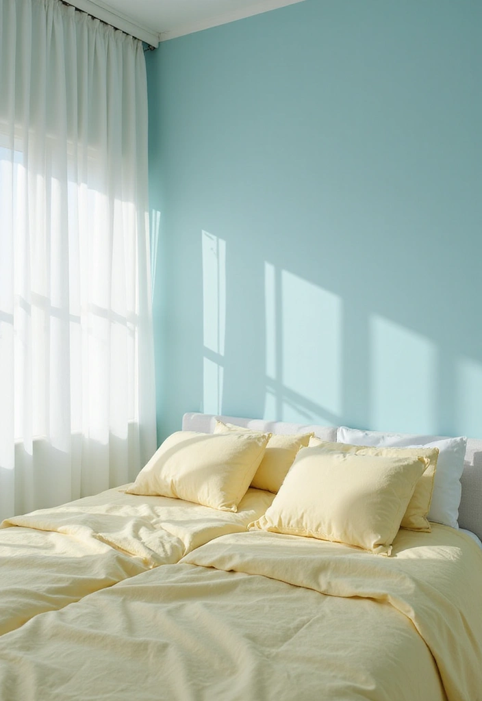 25 Blue and Yellow Bedroom Ideas That Brighten Any Space - 13. Soft and Dreamy