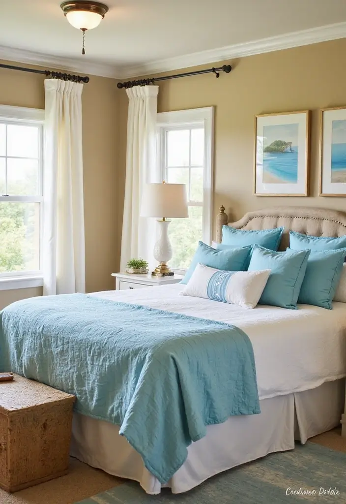 25 Blue and Yellow Bedroom Ideas That Brighten Any Space - 18. Coastal Retreat