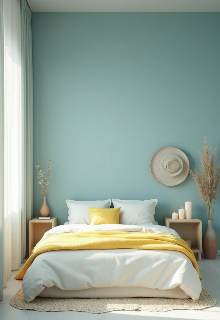 25 Blue and Yellow Bedroom Ideas That Brighten Any Space - 22. Spa-Like Retreat