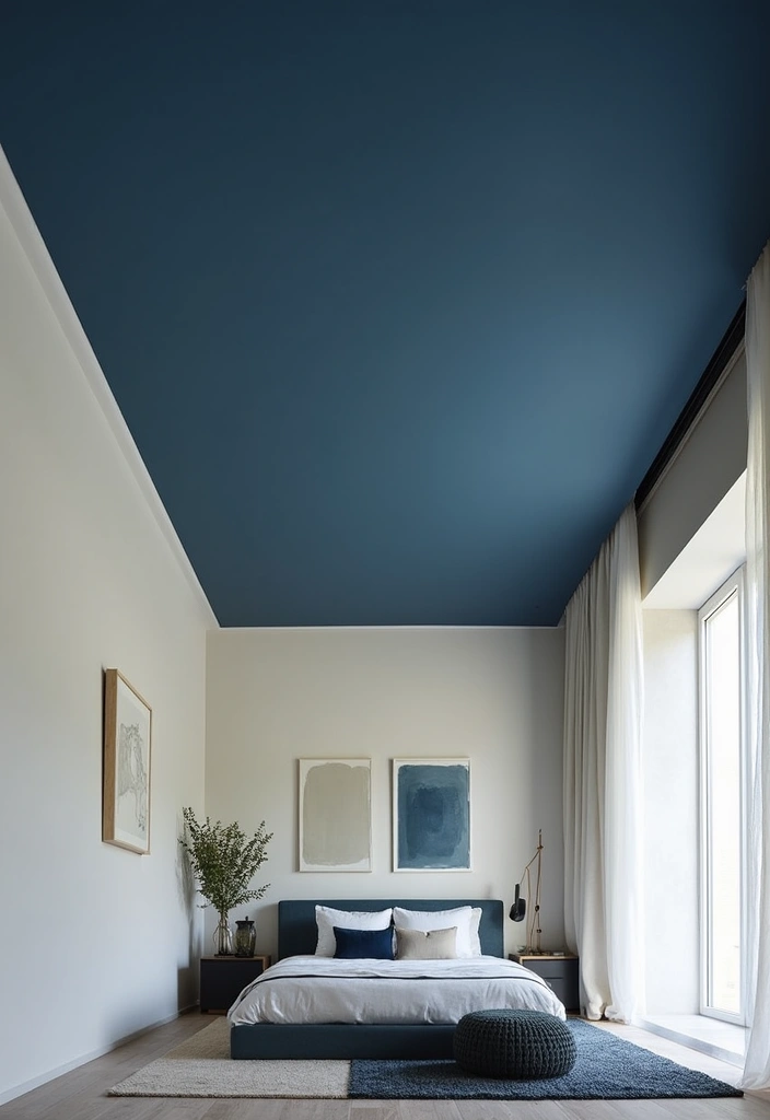 25 Blue and Yellow Bedroom Ideas That Brighten Any Space - 23. Statement Ceiling