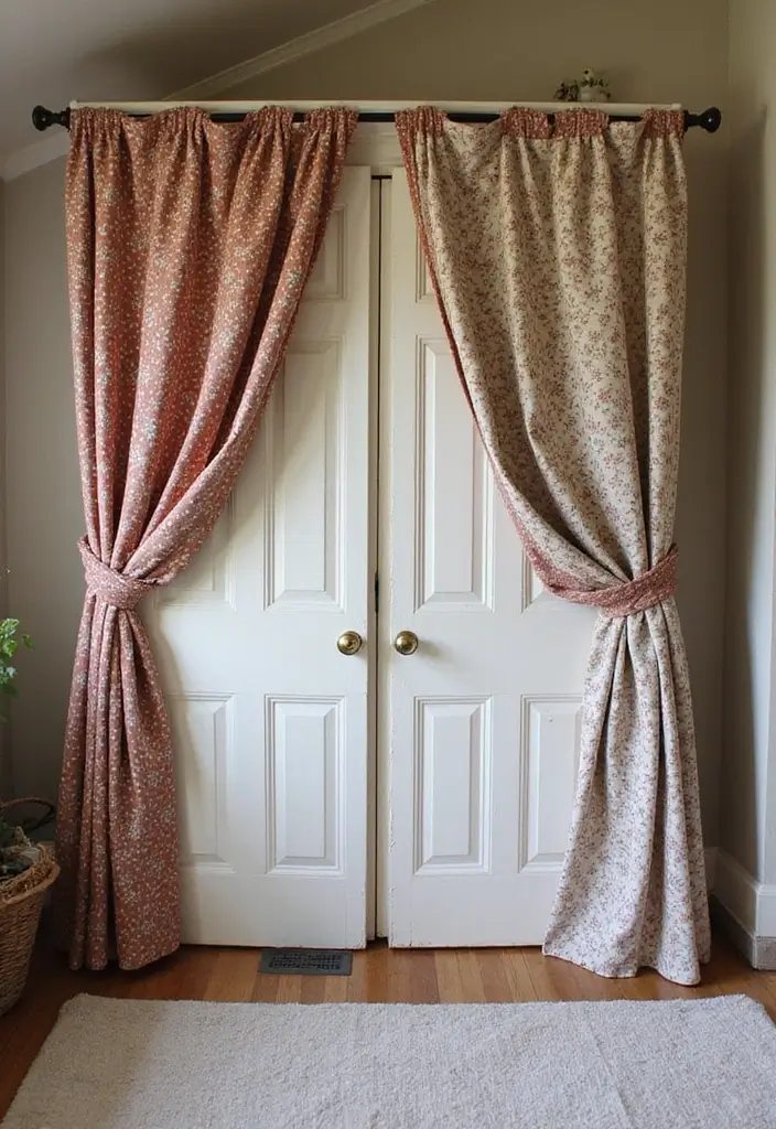 25 Curtains for Closet Doors Bedroom Ideas That Add Soft Style - 10. Reclaimed Fabric Curtains