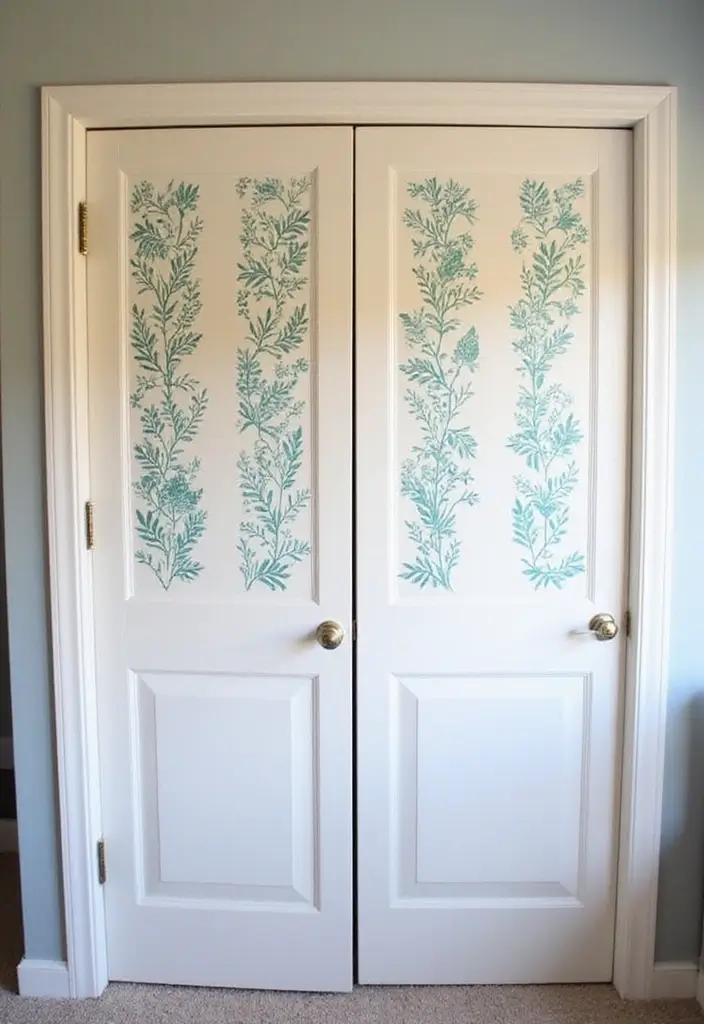 25 Curtains for Closet Doors Bedroom Ideas That Add Soft Style - 14. Stenciled Curtains