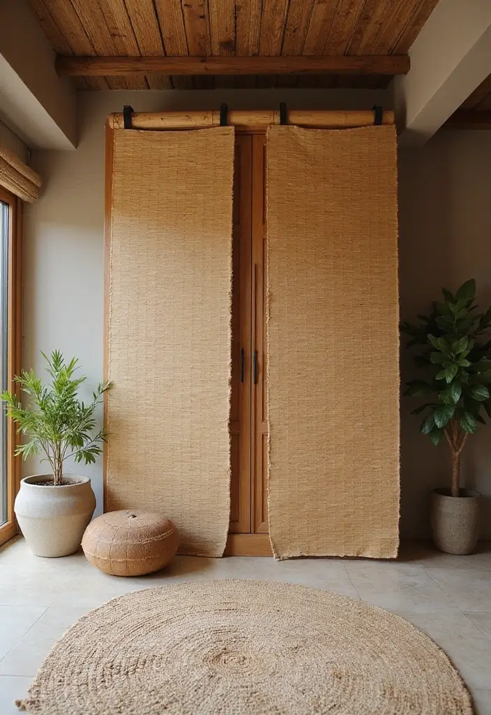 25 Curtains for Closet Doors Bedroom Ideas That Add Soft Style - 25. Eco-Friendly Bamboo Curtains