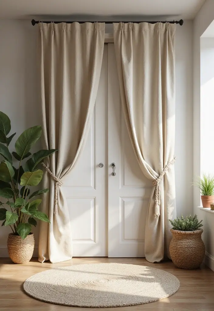 25 Curtains for Closet Doors Bedroom Ideas That Add Soft Style - 4. Natural Linen Drapes