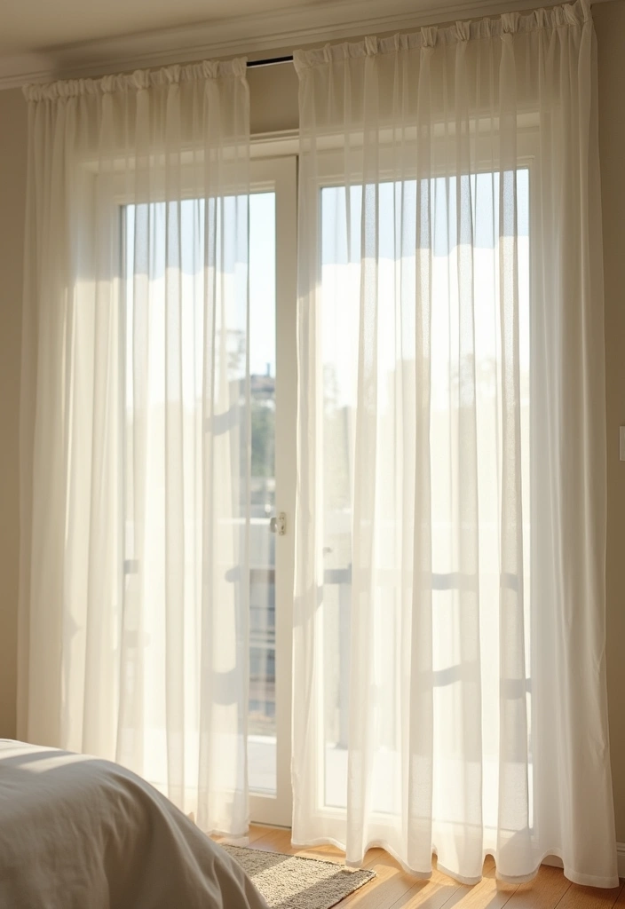 25 Curtains for Closet Doors Bedroom Ideas That Add Soft Style - 7. Sheer Voile Panels