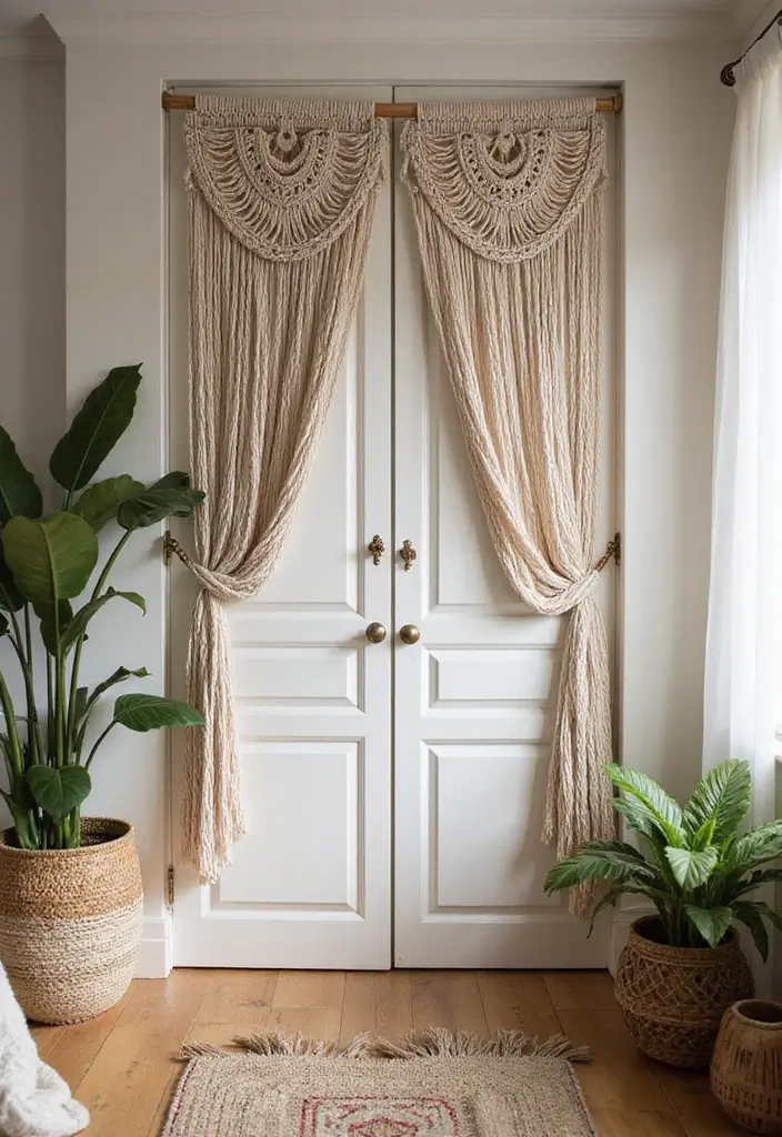 25 Curtains for Closet Doors Bedroom Ideas That Add Soft Style - 8. Macrame Curtains