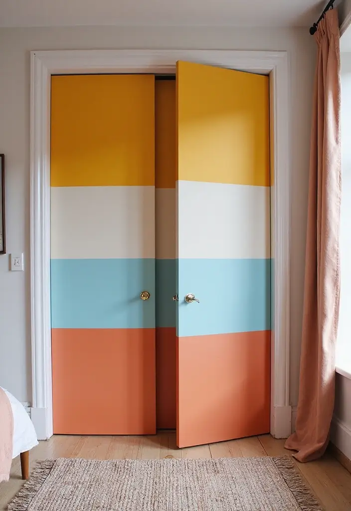 25 Curtains for Closet Doors Bedroom Ideas That Add Soft Style - 9. Color Block Curtains