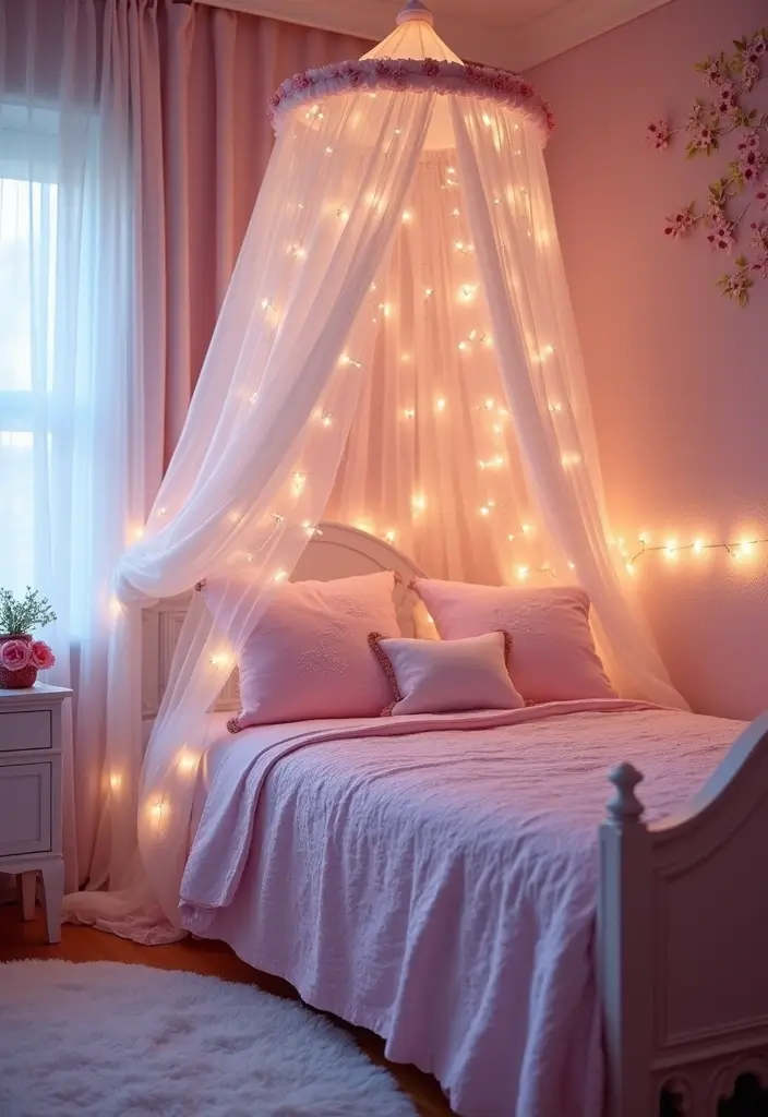 25 Disney Princess Bedroom Ideas That Feel Magical and Sweet - 1. Fairytale Canopy Bed