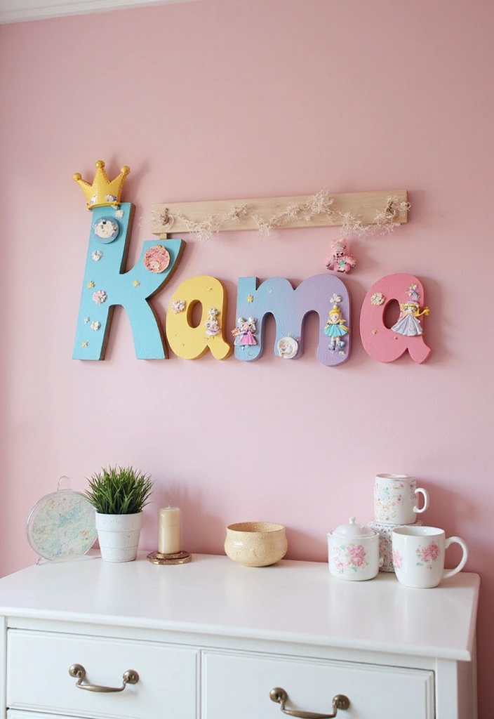 25 Disney Princess Bedroom Ideas That Feel Magical and Sweet - 10. Personalized Name Decor