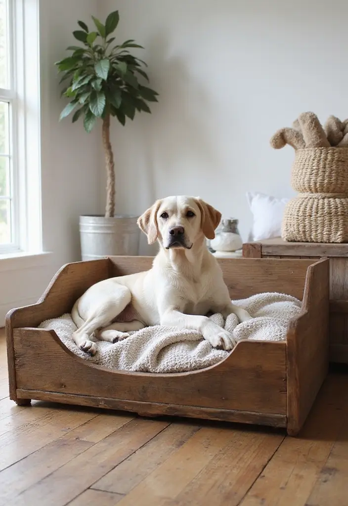 25 Dog Bed Ideas for Bedroom That Look Cute and Functional - 10. Rustic Farmhouse Dog Bed