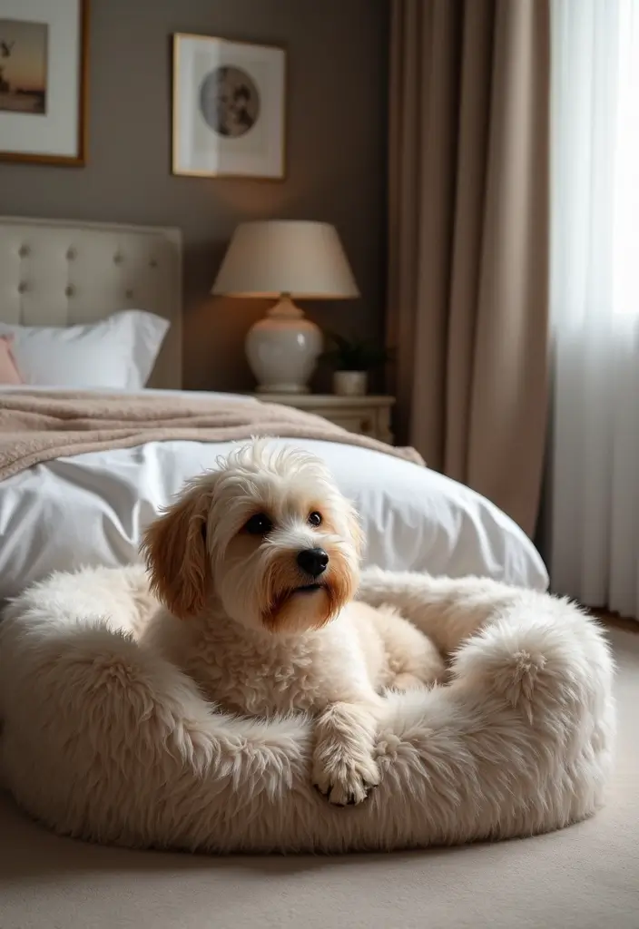 25 Dog Bed Ideas for Bedroom That Look Cute and Functional - 12. Faux Fur Dog Bed