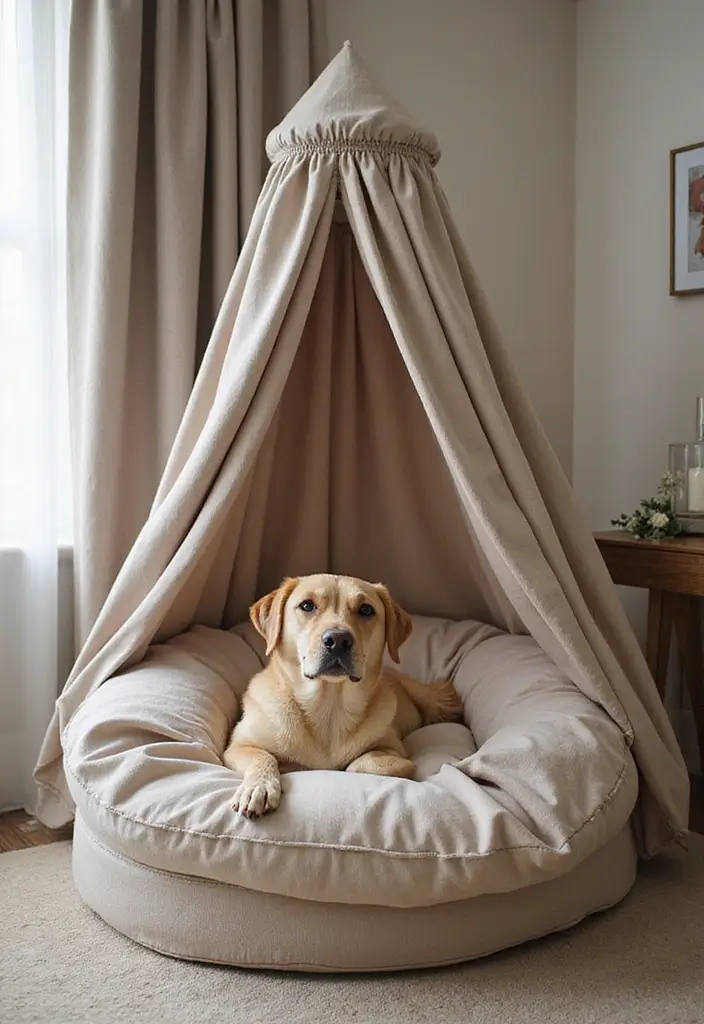 25 Dog Bed Ideas for Bedroom That Look Cute and Functional - 14. Pet Bed with Canopy