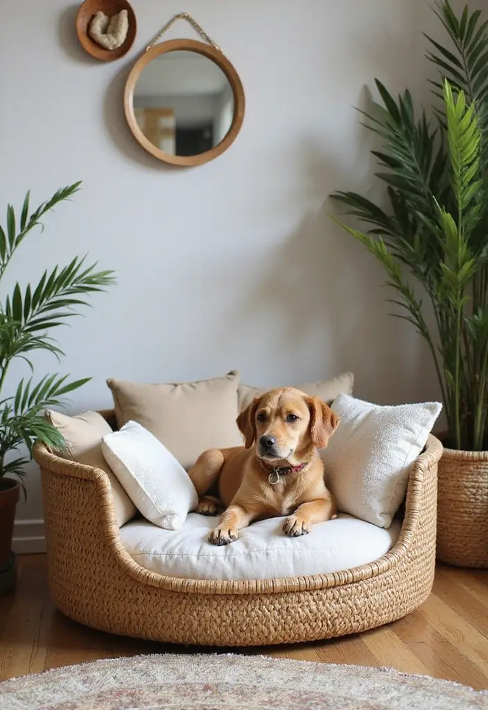 25 Dog Bed Ideas for Bedroom That Look Cute and Functional - 2. Boho-Chic Woven Dog Bed
