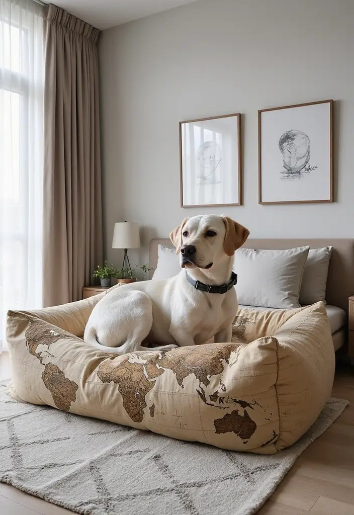 25 Dog Bed Ideas for Bedroom That Look Cute and Functional - 24. Travel-Inspired Dog Bed