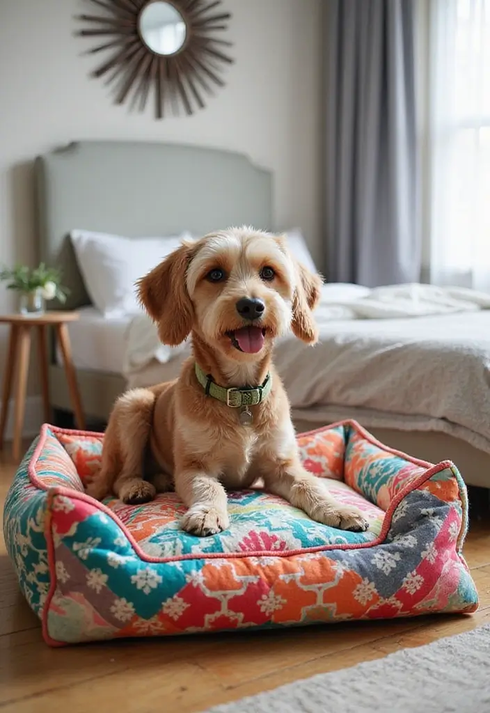 25 Dog Bed Ideas for Bedroom That Look Cute and Functional - 8. Colorful Quilted Dog Bed