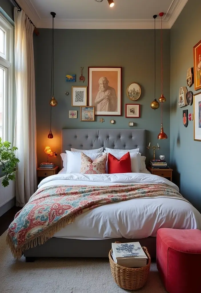 25 Grey Headboard Bedroom Ideas That Feel Classy and Versatile - 11. Eclectic Mix