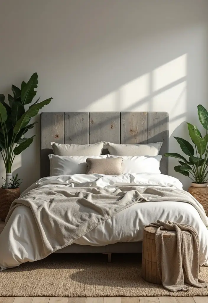 25 Grey Headboard Bedroom Ideas That Feel Classy and Versatile - 15. Nature-Inspired