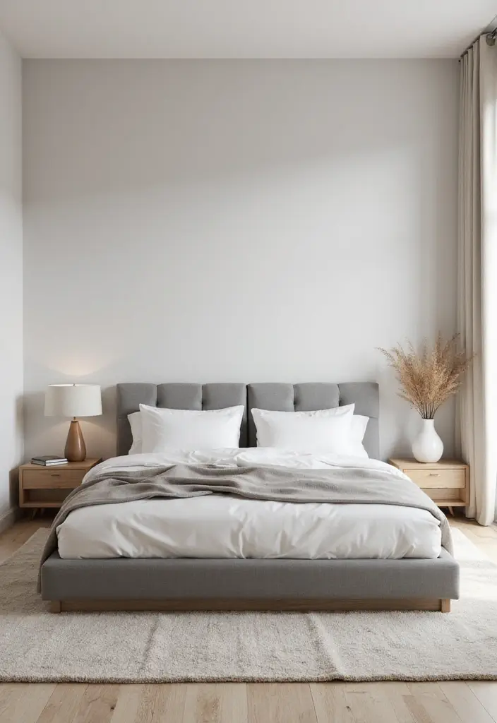 25 Grey Headboard Bedroom Ideas That Feel Classy and Versatile - 2. Minimalist Chic
