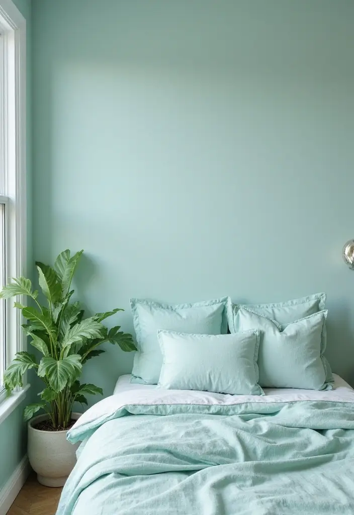 25 Light Blue Aesthetic Bedroom Ideas That Feel Fresh and Clean - 11. Blue and Green Harmony