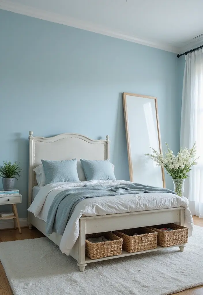 25 Light Blue Aesthetic Bedroom Ideas That Feel Fresh and Clean - 17. Smart Storage Solutions