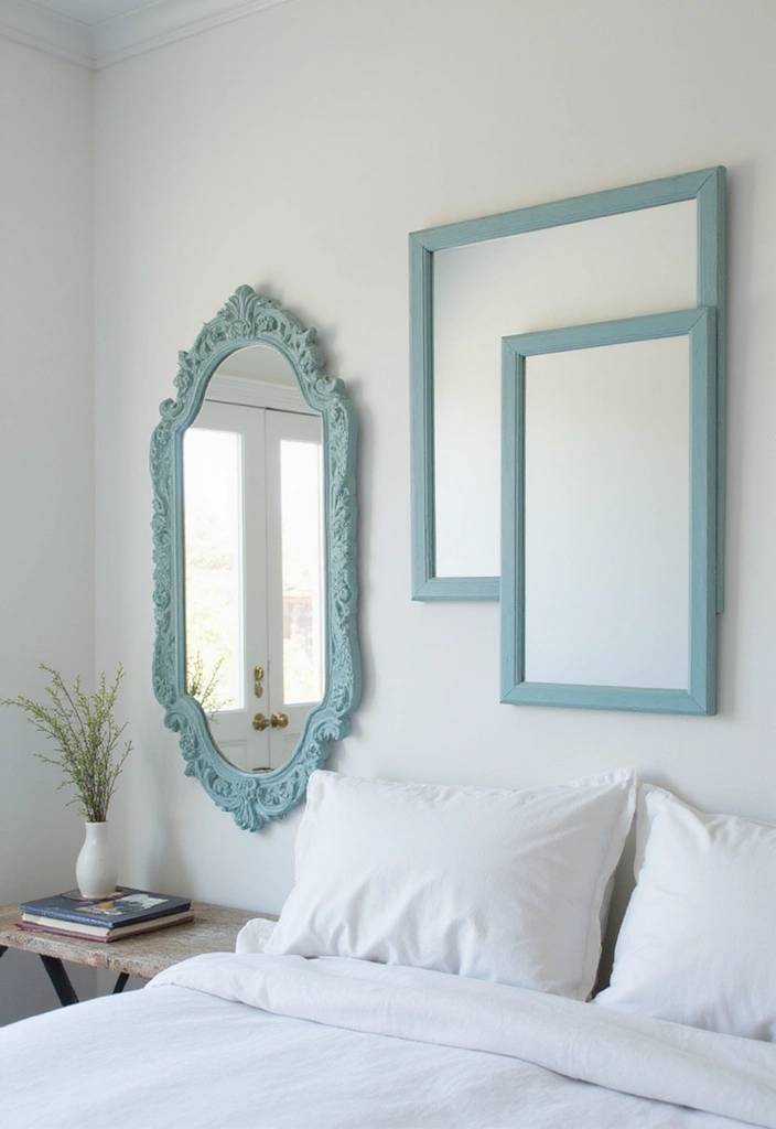 25 Light Blue Aesthetic Bedroom Ideas That Feel Fresh and Clean - 24. Decorative Mirrors