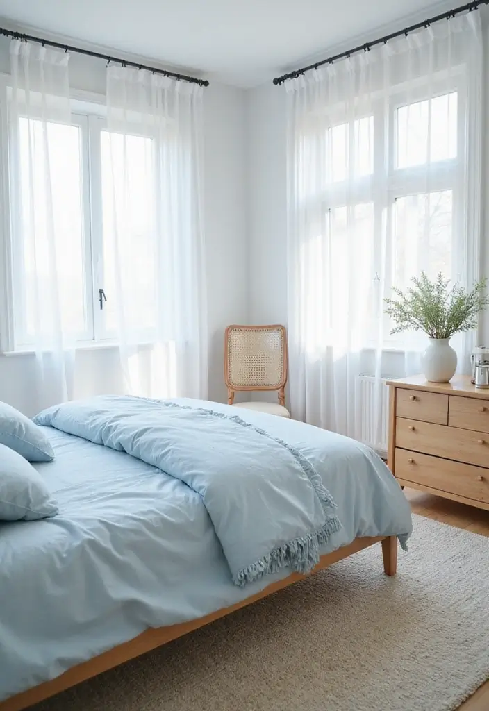 25 Light Blue Aesthetic Bedroom Ideas That Feel Fresh and Clean - 4. Bright and Airy