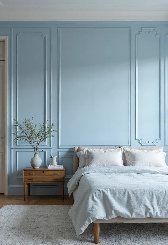 25 Light Blue Wall Bedroom Ideas That Make Spaces Feel Open - 23. Textured Wall Panels