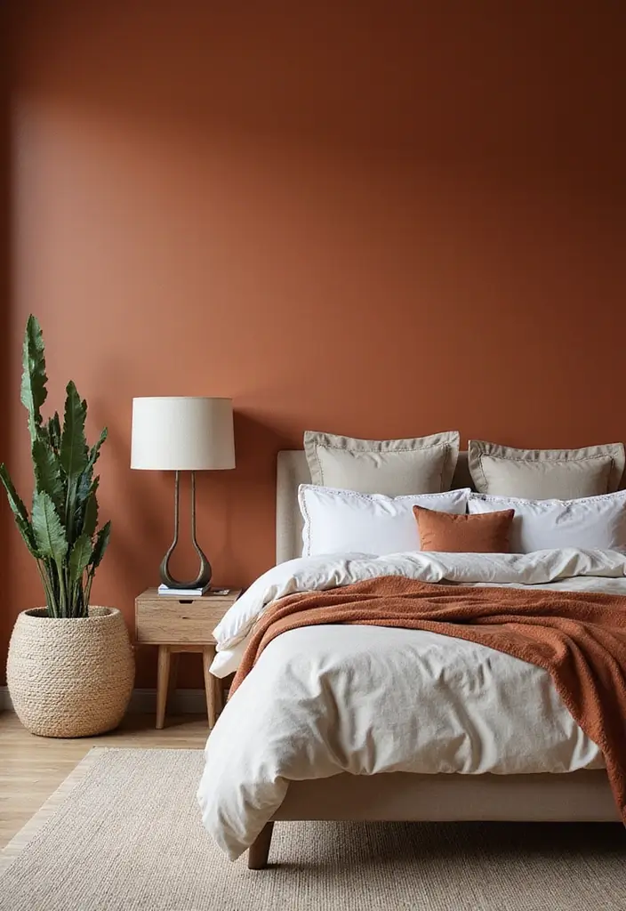 25 Paint Ideas for Bedroom That Completely Transform Your Space - 2. Bold Terracotta