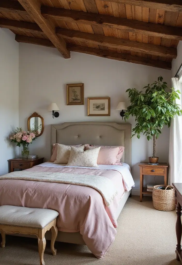 25 Pink Bedroom Ideas for Adults That Feel Romantic and Refined - 2. Rustic Blush Retreat