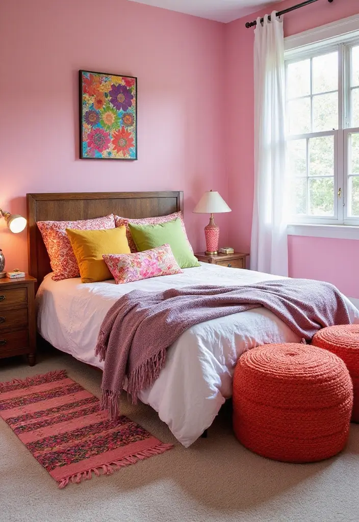 25 Pink Bedroom Ideas for Adults That Feel Romantic and Refined - 25. Colorful Accessories