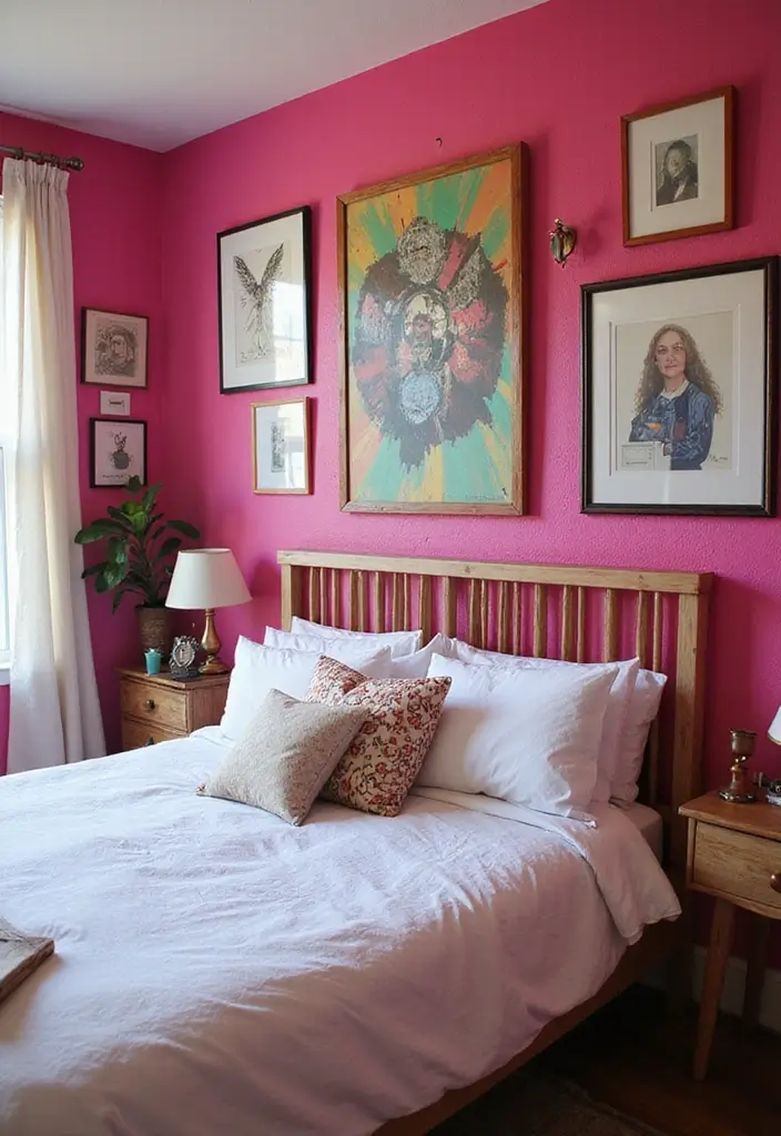 25 Pink Bedroom Ideas for Adults That Feel Romantic and Refined - 5. Artistic Flair
