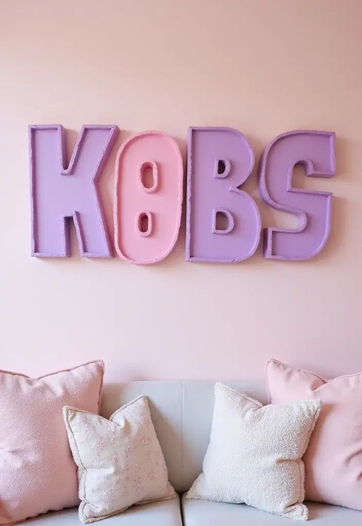 25 Pink and Purple Bedroom Ideas That Feel Fun and Dreamy - 10. Personalized Name Decor