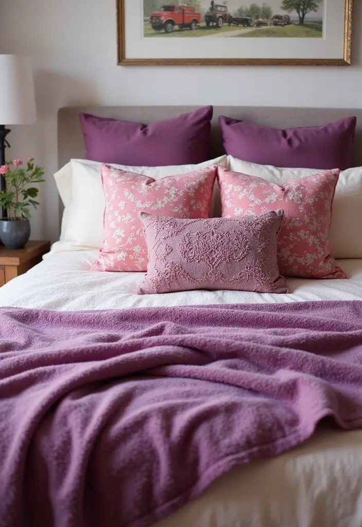 25 Pink and Purple Bedroom Ideas That Feel Fun and Dreamy - 12. Themed Bedding Accessories