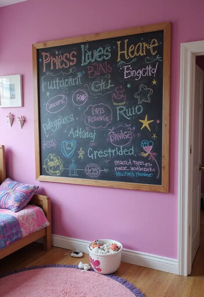 25 Pink and Purple Bedroom Ideas That Feel Fun and Dreamy - 18. Interactive Chalkboard Wall