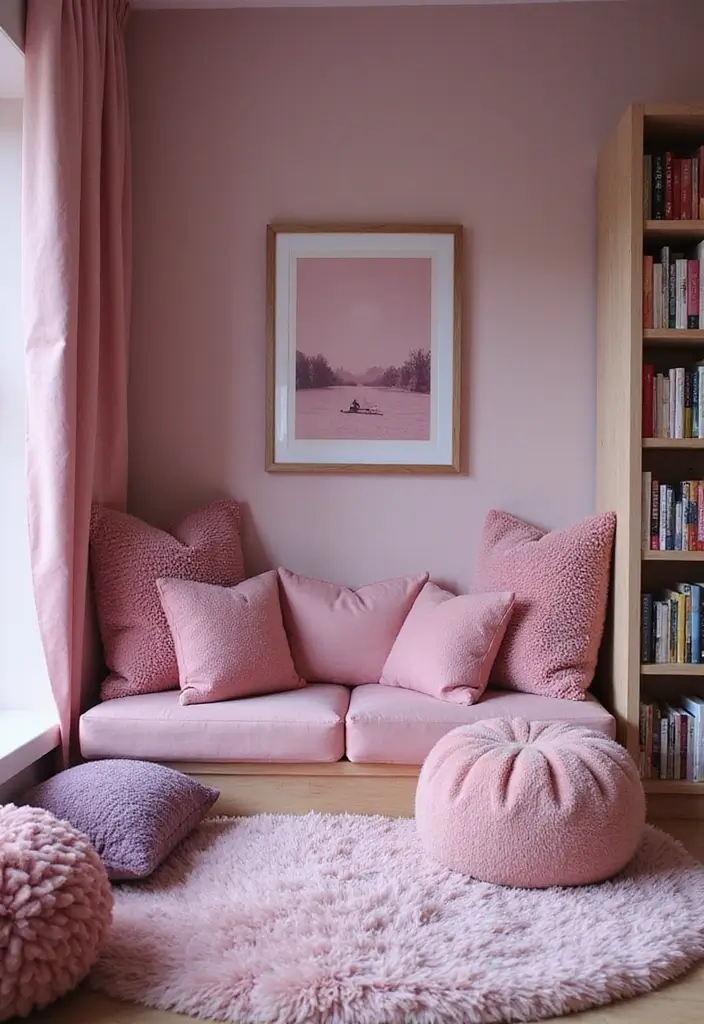 25 Pink and Purple Bedroom Ideas That Feel Fun and Dreamy - 5. Cozy Reading Nook