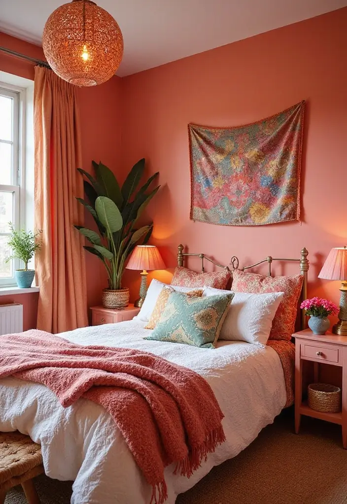 25 Room Painting Ideas Bedroom Aesthetic That Feel Calm & Trendy - 10. Playful Coral